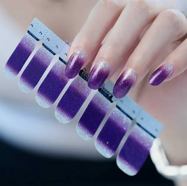 Wokoto 7 Pages Adhesive Nail Design Stickers Tips Shiny Gradient