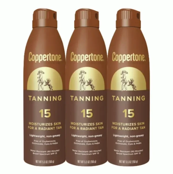 Sunshine Tanning SPF Spray, Waterproof, Five Oz, 3-Pack