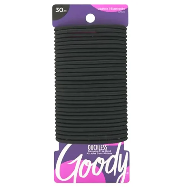 Goodie Ouchless Elastic - Count, Black - 4MM Regular Hair