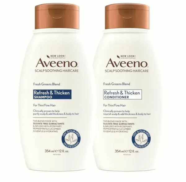 Aveeno Hair Cleanser + Conditioner, Herb, Peppermint, & Refreshing Cucumber