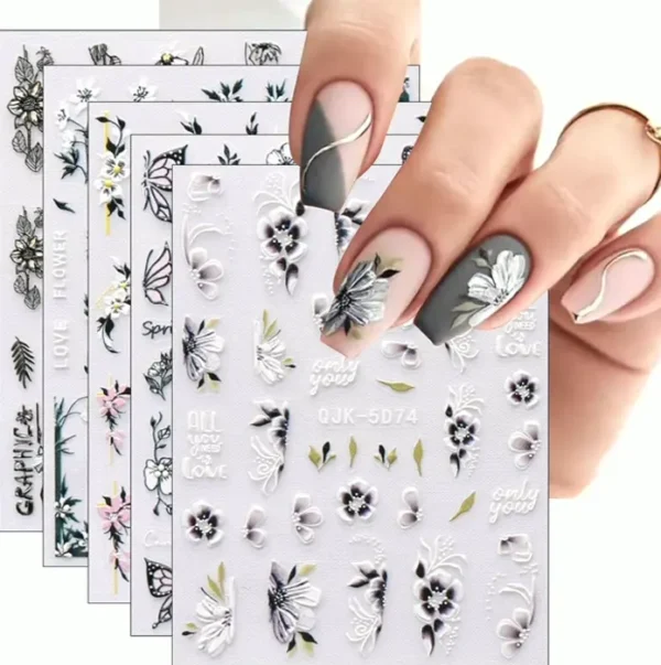 3D Summer Floral Nail Art Stickers