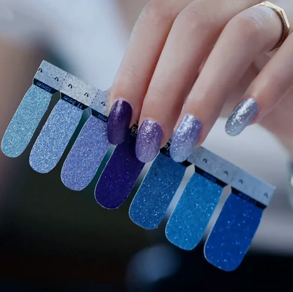 Wokoto 7 Pages Adhesive Nail Design Stickers Tips Shiny Gradient