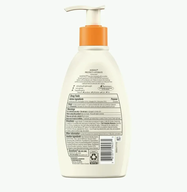 Aveeno Protect + Hydrate Skin Sunscreen Lotion SPF60, 12 fl oz
