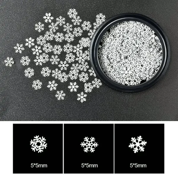 Golden Christmas Nail Art Sequins Snowflakes 3D