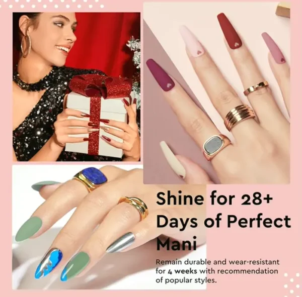 MEFA Brand 56-Piece Gel Polish Set with UV Lamp, 32 Colors, Matte and Glossy Top Coat, Nail Decorations