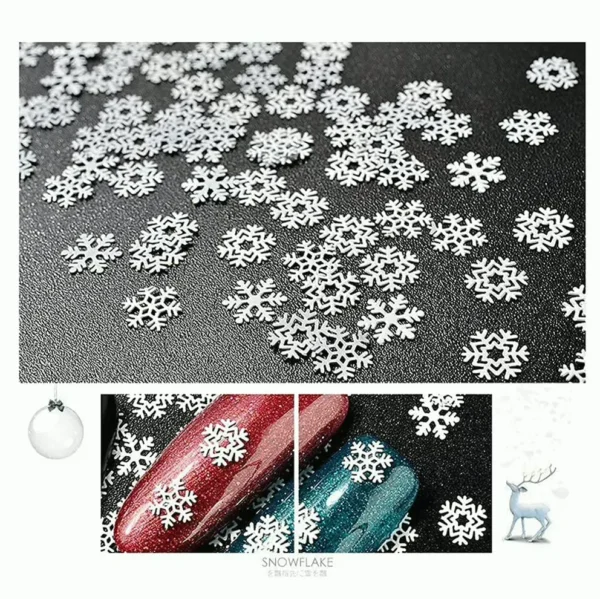 Golden Christmas Nail Art Sequins Snowflakes 3D