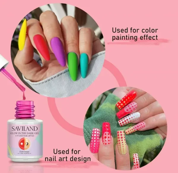 Glow-in-the-Dark Gel Nail Set - 12 Shades