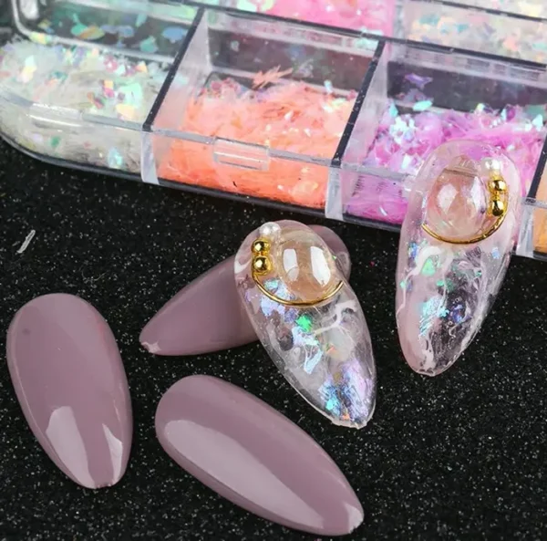 12-Colored Iridescent Nail Art Glitter Kit