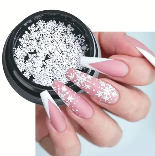 Golden Christmas Nail Art Sequins Snowflakes 3D
