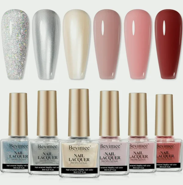 Fast Drying Polish Kit - 6 Color Glitter Nail Polish