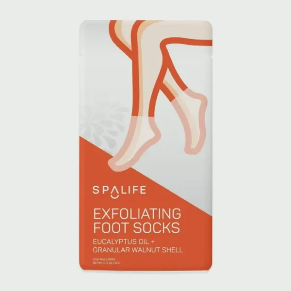 SpaLifeExfoliating Foot Socks - Eucalyptus Extract + Granular Walnut Particles Eight Pack