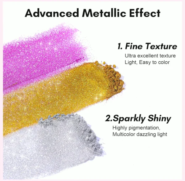 Makartt's Chrome Nail Pigment Kit - 10 Colors, Metallic Look