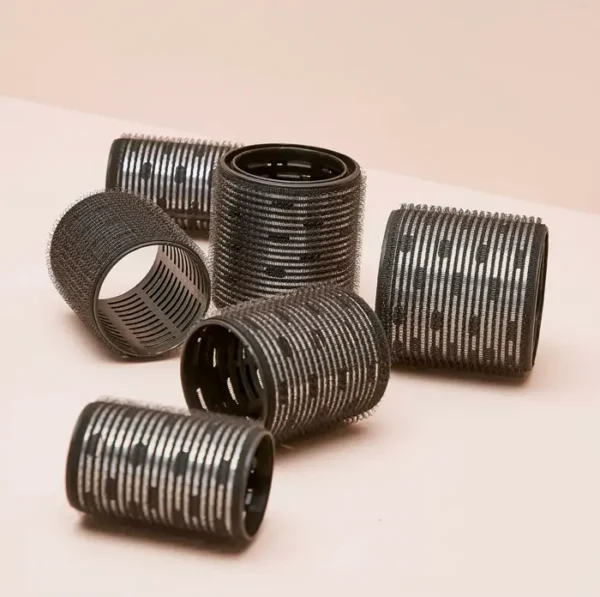 Ceramic Thermal Hair Rollers for Various Types - 8pcs Black