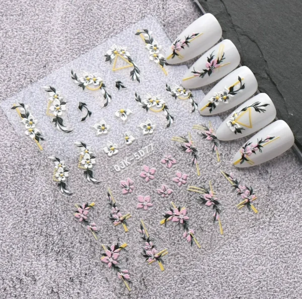 3D Summer Floral Nail Art Stickers