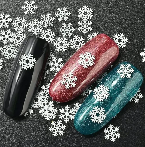 Golden Christmas Nail Art Sequins Snowflakes 3D