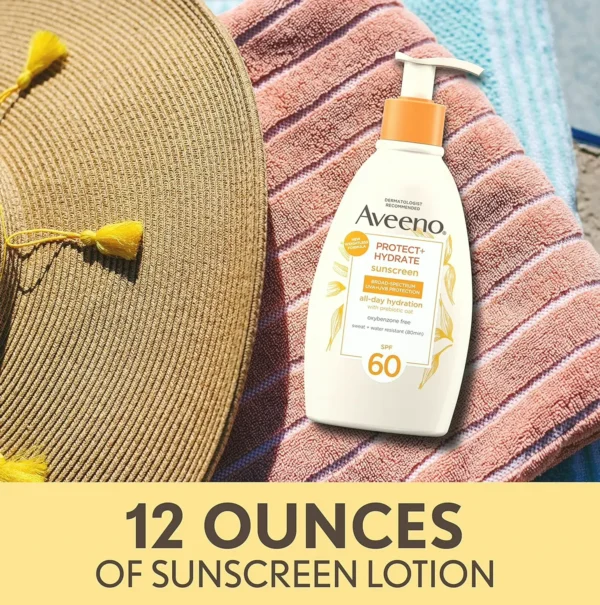 Aveeno Protect + Hydrate Skin Sunscreen Lotion SPF60, 12 fl oz