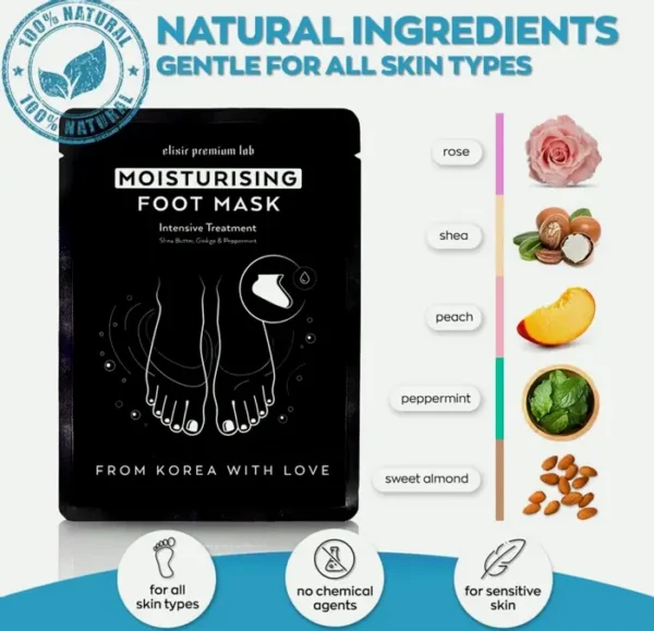 Hydrating Foot Mask for Dry Heels with Plant Extracts Single Pack