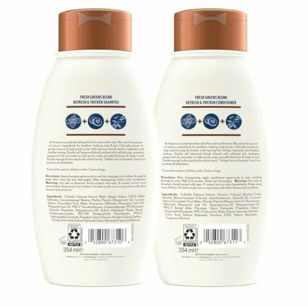 Aveeno Hair Cleanser + Conditioner, Herb, Peppermint, & Refreshing Cucumber