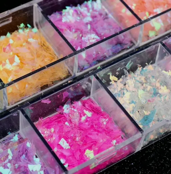 12-Colored Iridescent Nail Art Glitter Kit